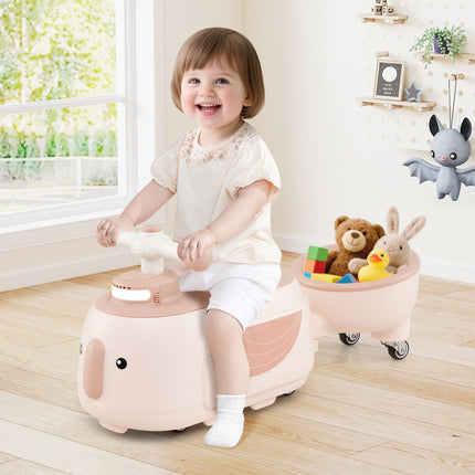 Voiture électrique pour tout-petits avec remorque, lumières, musique et rangement
