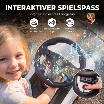 Voiture électrique pour tout-petits avec lumières et sons, blanche, 18-36 mois