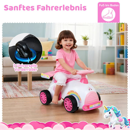 Voiture électrique pour tout-petits avec musique et rangement - Thème licorne
