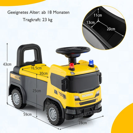 Voiture électrique pour tout-petits avec volant et rangement