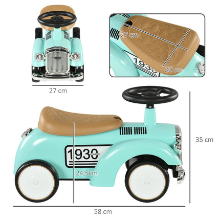 Voiture à enfourcher pour tout-petits avec rangement, sécurité anti-basculement, verte