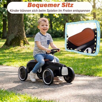 Voiture à pousser pour tout-petits, noire – Cadre en acier, roues antidérapantes