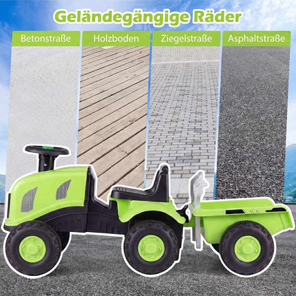 Kleinkind-Schiebeauto mit Anhänger und Lauflernhilfe, Grün