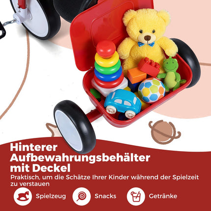 Kleinkinder-Dreirad mit leuchtenden Rädern, verstellbarem Sitz, Aufbewahrungsbox