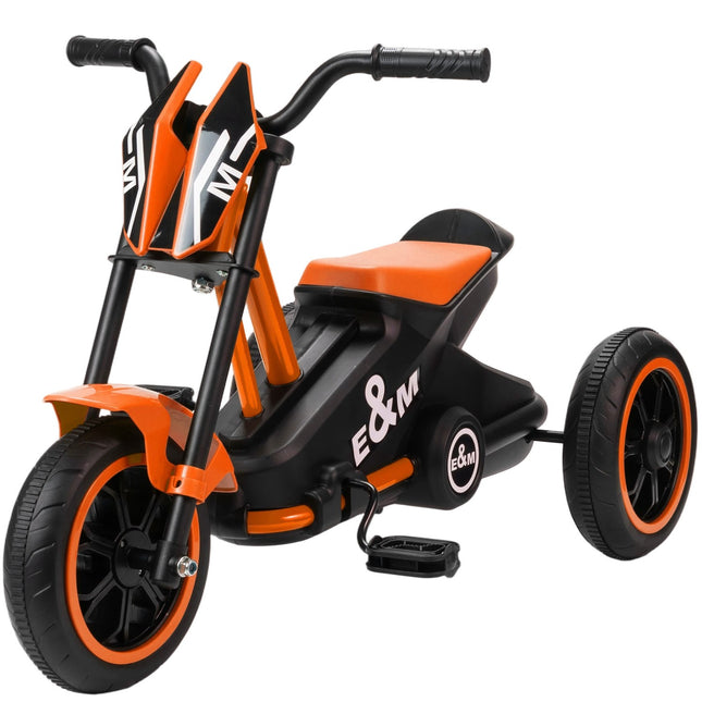Tricycle pour tout-petit avec pédales, cadre en acier, orange, 18-36 mois