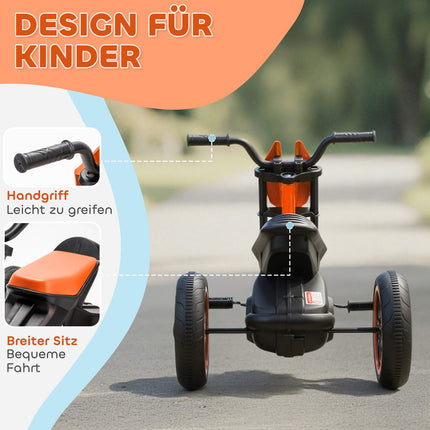 Kleinkinder-Dreirad mit Pedalen, Stahlrahmen, Orange, 18-36 Monate