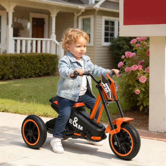 Tricycle pour tout-petit avec pédales, cadre en acier, orange, 18-36 mois