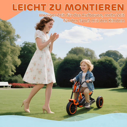 Kleinkinder-Dreirad mit Pedalen, Stahlrahmen, Orange, 18-36 Monate
