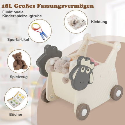Trotteur pour tout-petits avec rangement de 18 L, motif mouton, 4 roues