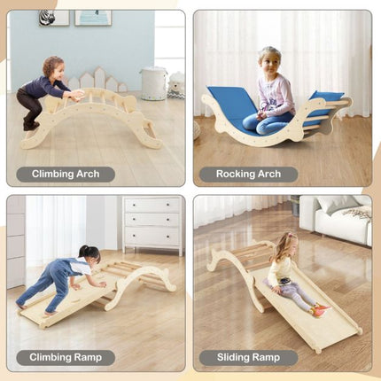 Kleinkind-Holzkletterbogen, 3-in-1-Rampe und Matte
