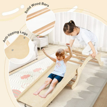 Kleinkind-Holzkletterbogen, 3-in-1-Rampe und Matte