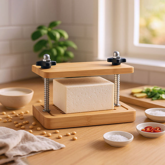 Presse à tofu, bambou et acier inoxydable, réglable