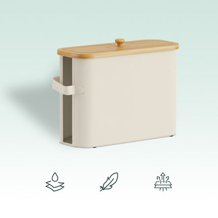 Porte-papier toilette en tissu avec couvercle en bambou, 12 rouleaux