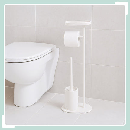 Porte-papier toilette avec étagère et brosse