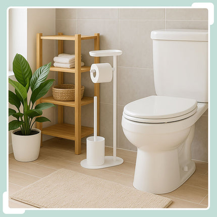 Porte-papier toilette avec étagère et brosse