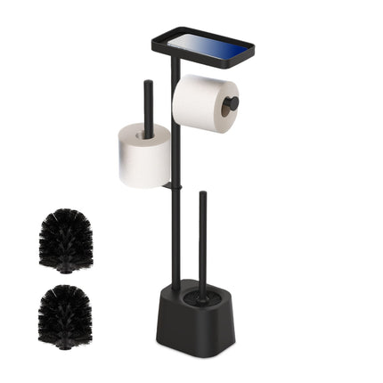 Porte-papier toilette avec étagère et brosse - Métal