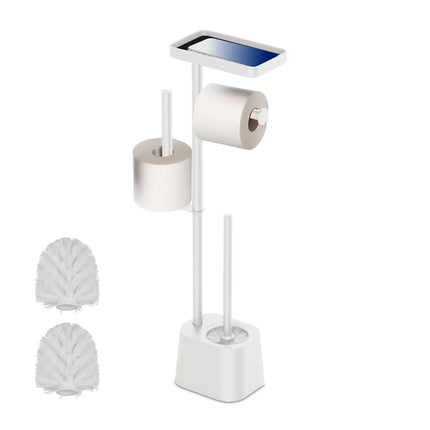 Porte-papier toilette avec étagère et brosse - Métal