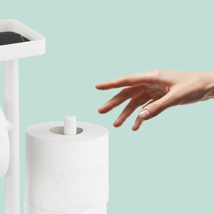 Porte-papier toilette avec étagère et brosse - Métal