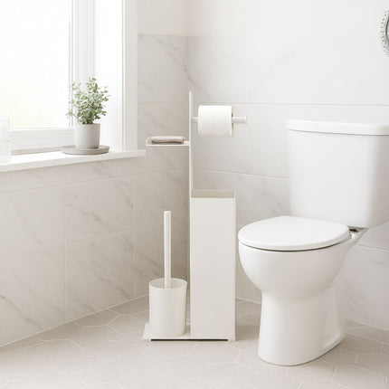 Porte-papier toilette avec rouleau de rechange et support pour brosse