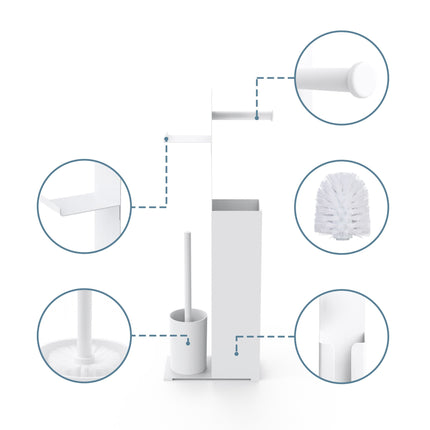 Porte-papier toilette avec rouleau de rechange et support pour brosse