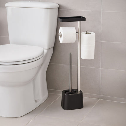 Porte-papier toilette avec étagère et support de rechange