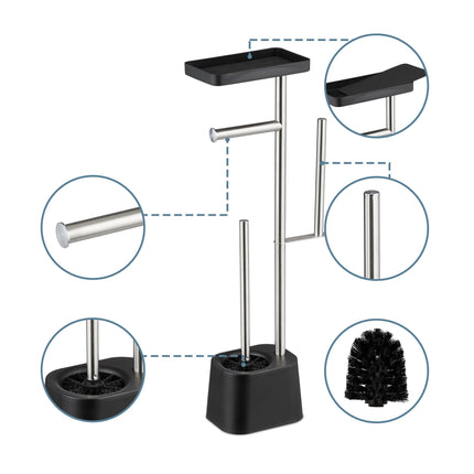 Porte-papier toilette avec étagère et support de rechange