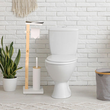 Porte-rouleau de papier toilette et brosse avec étagère