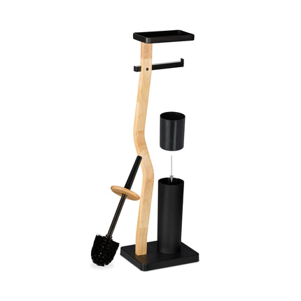 Porte-rouleau de papier toilette et brosse avec étagère