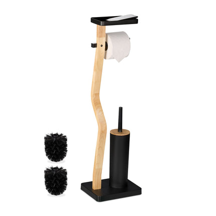 Porte-rouleau de papier toilette et brosse avec étagère