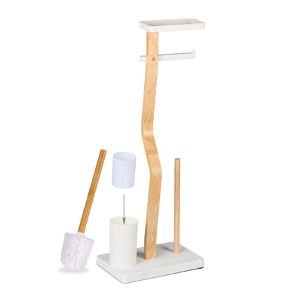 Porte-rouleau de papier toilette et brosse avec étagère