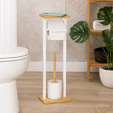 Ensemble WC avec étagère - Finitions bambou, autoportant