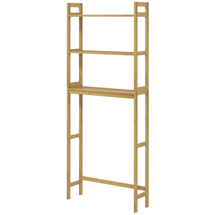 Étagère De Toilette À 3 Niveaux Pour Salle De Bain Avec Étagère De Rangement Anti-Basculement En Bambou Naturel