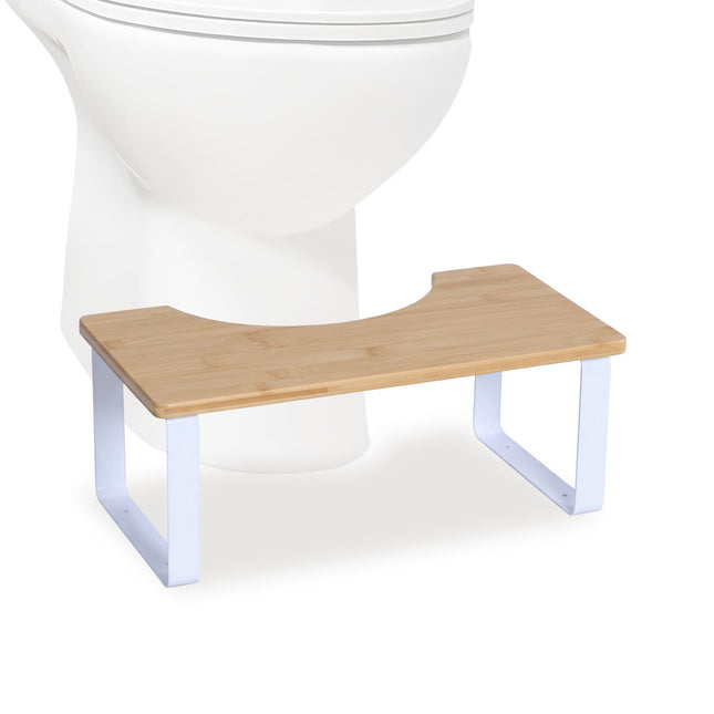 Marchepied de toilette, bambou et métal, antidérapant