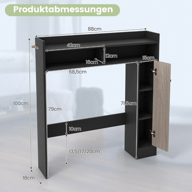 Toilettenschrank, Badezimmer-Aufbauschrank mit verstellbaren Regalen, Toilettenständer
