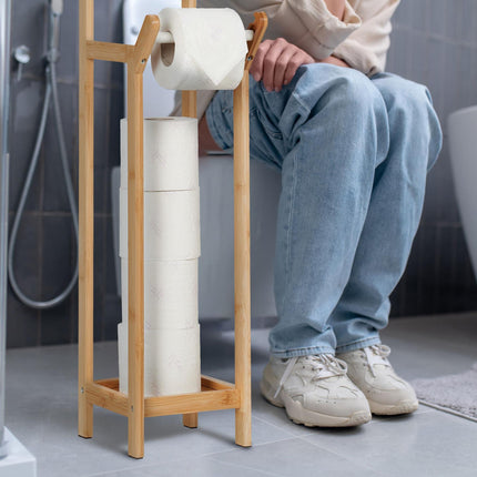 Toilettenpapierhalter aus Bambus stehend