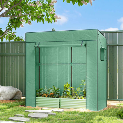 Tomaten-Gewächshaus mit Rolltür, Netzfenstern, 196x77x197 cm
