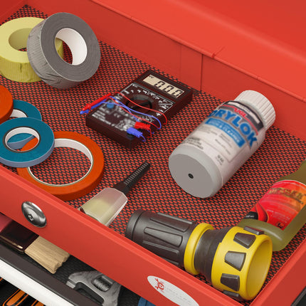 Boîte À Outils Boîte À Outils Compacte Sans Outils, Avec 4 Tiroirs, Serrure, Acier, Rouge, 45X24,5X32,5Cm