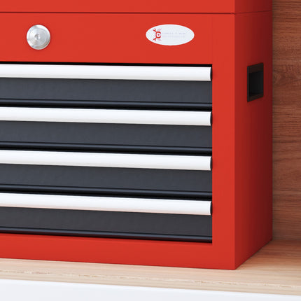 Boîte À Outils Boîte À Outils Compacte Sans Outils, Avec 4 Tiroirs, Serrure, Acier, Rouge, 45X24,5X32,5Cm