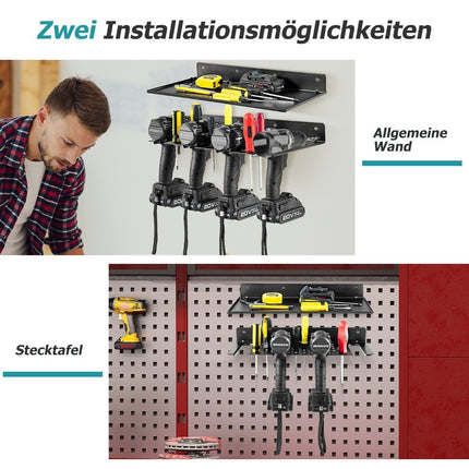 Étagère murale pour porte-outils avec 4 fentes et 36 trous de perçage, organisateur d'outils, porte-outils