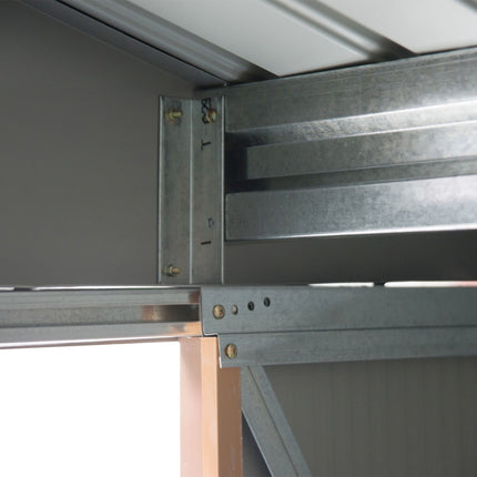 Steel tool shed with sliding doors and floor, 213x130x185 cm