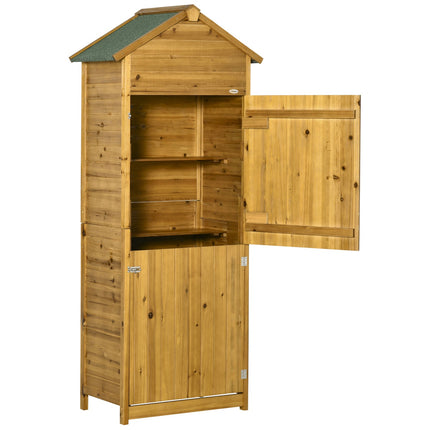 Abri À Outils En Bois Naturel, Armoire À Outils, Armoire De Jardin, Abri De Jardin, Abri À Outils, 2 Étagères, Résistant Aux Intempéries, 2 Portes, 79 X 49 X 191,5 Cm