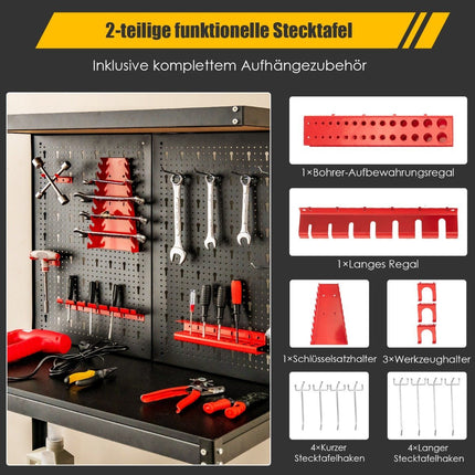 Établi de rangement pour outils avec panneau perforé et 2 étagères, 81 x 41 x 155 cm