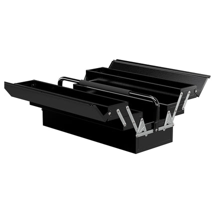 Boîte à outils, boîte à outils, 5 compartiments, pliable en acier (SPCC) noir, 56 x 20 x 41 cm Aosom