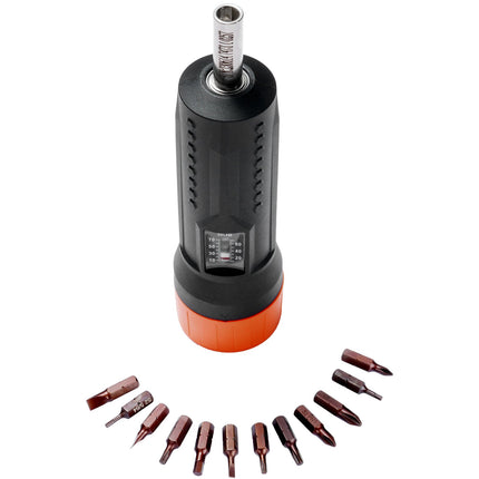 Torque Screwdriver Set, 1/4 in Drive, 10–70 in-lb, 12 Bits