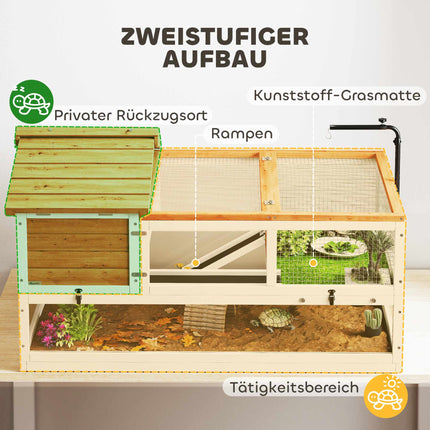 Schildkrötenhaus, 2-stöckiges Gehege mit Lampenfassung
