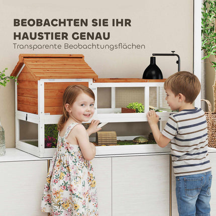 Schildkrötenhaus, 2-stöckiges Gehege mit Lampenfassung