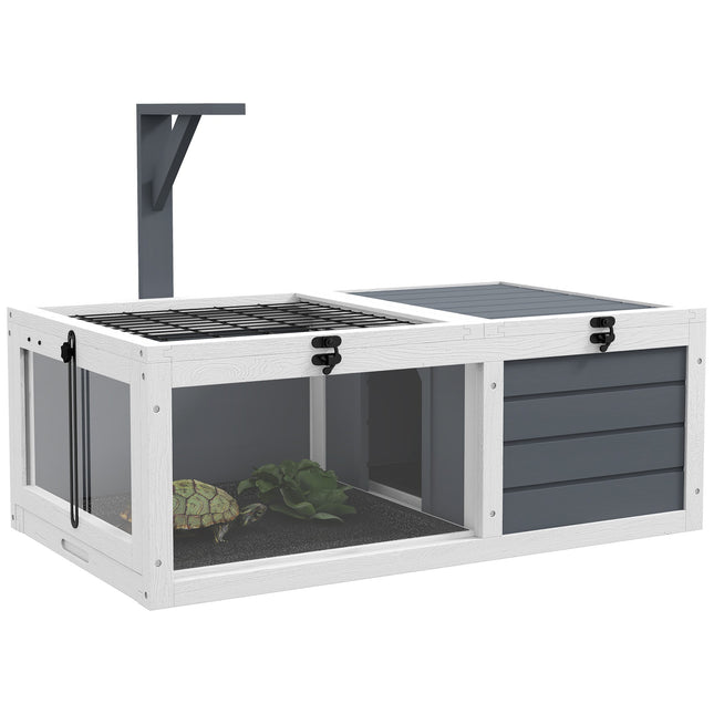 Maison pour tortues à 2 pièces, en bois, facile à nettoyer, grise