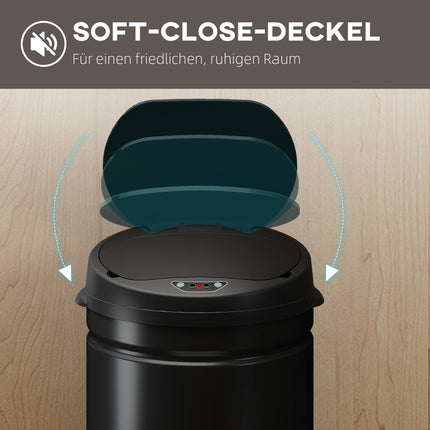 Berührungsloser 30L Edelstahl-Sensor-Mülleimer, Soft-Close