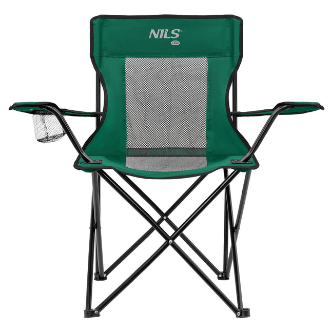 Tourist Chair, Green-Black, Foldable Camping Seat