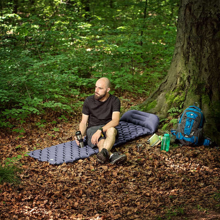 Tapis de voyage avec pompe, gris - Compact et portable